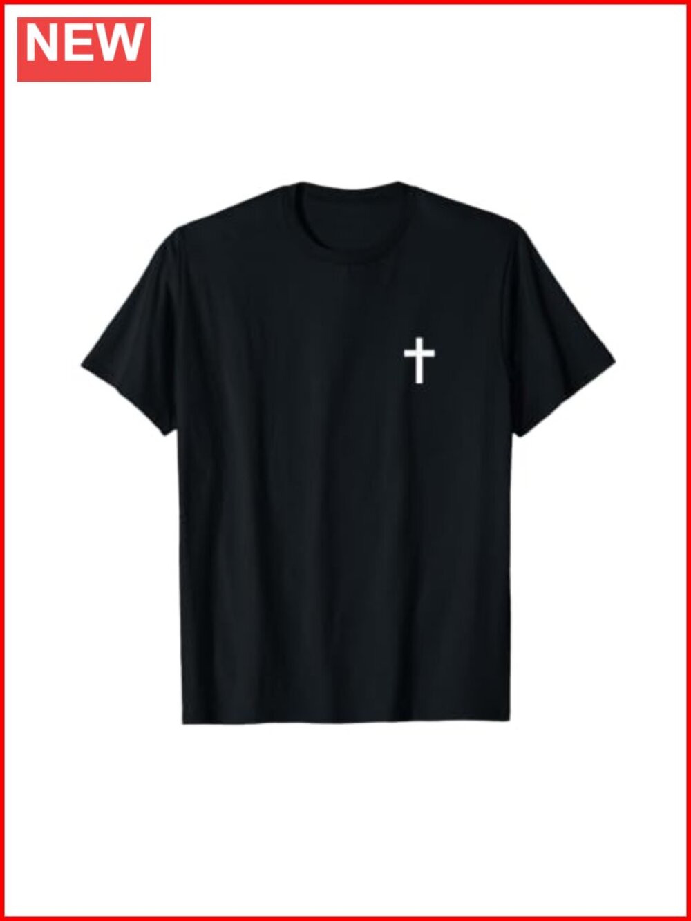 Small Cross Christian Faith T-Shirt Minimalist Religious Crew Neck Tee